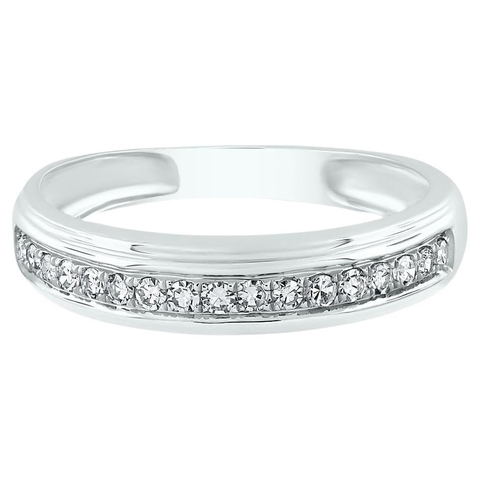 10K White Gold Single Row Dimond Band Ring For Sale