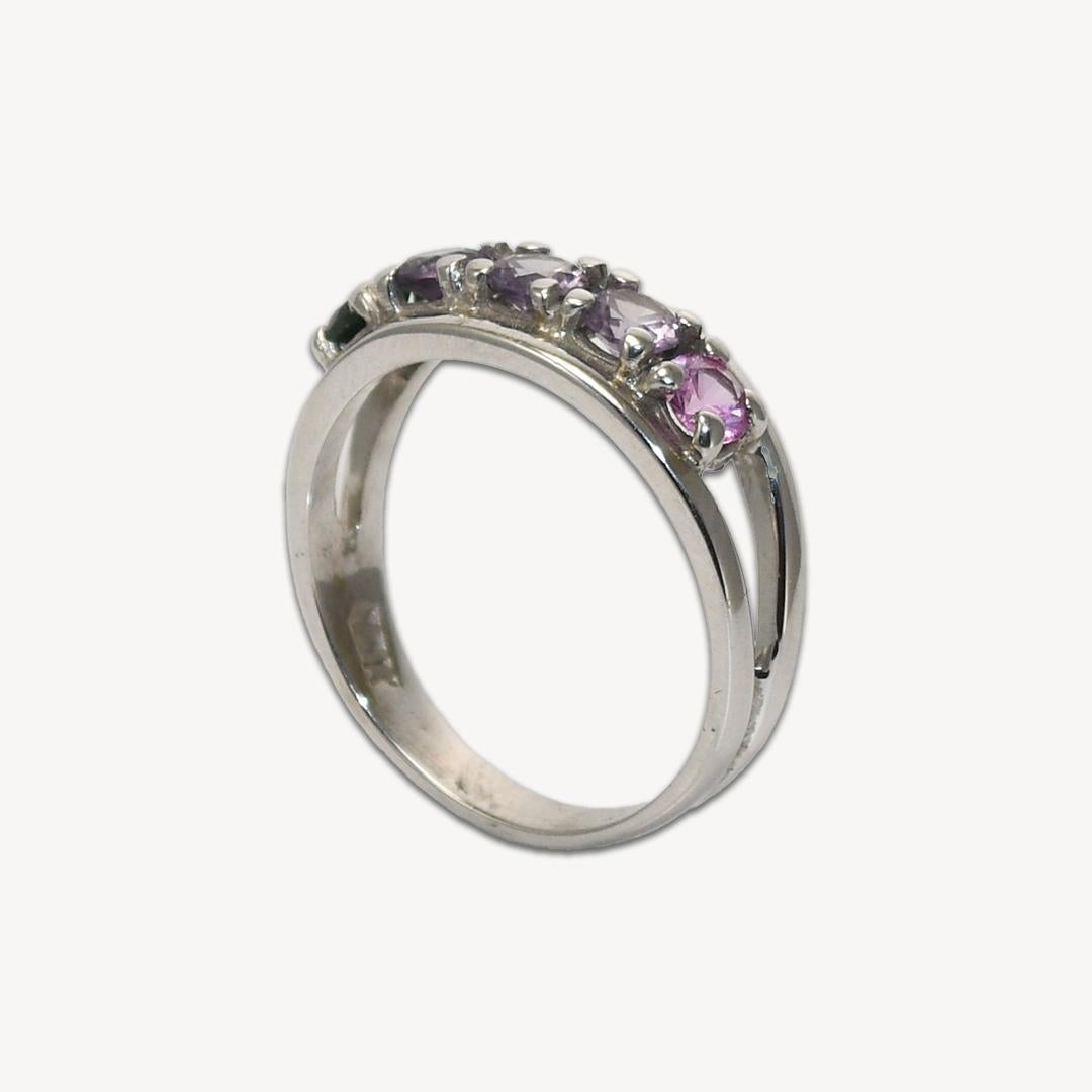 10K Weißgold Ring mit synthetischen Steinen 3,3g im Angebot 3