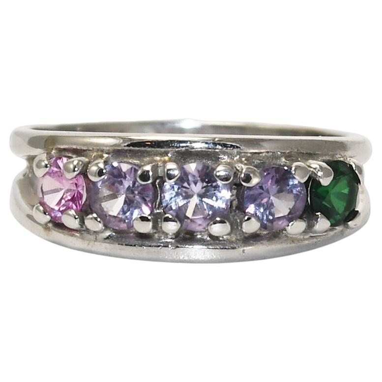 10K Weißgold Ring mit synthetischen Steinen 3,3g im Angebot