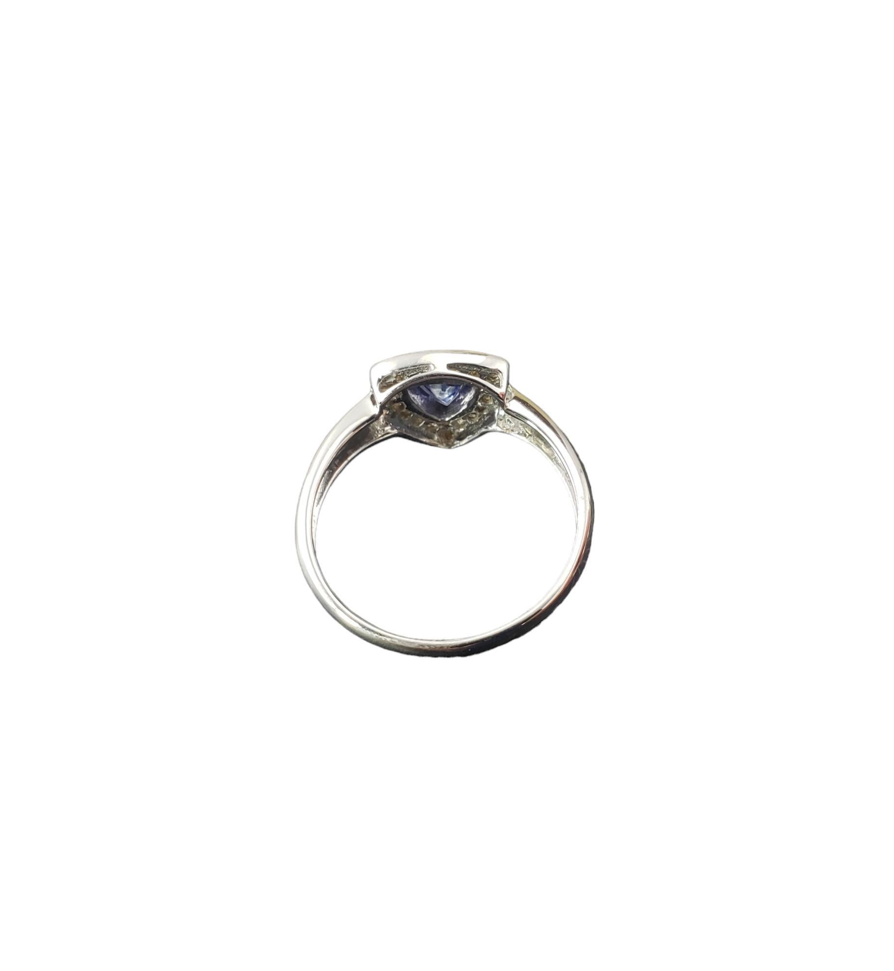 10K Weißgold Tansanit & Diamant-Ring Größe 6,75  #17291 Damen im Angebot