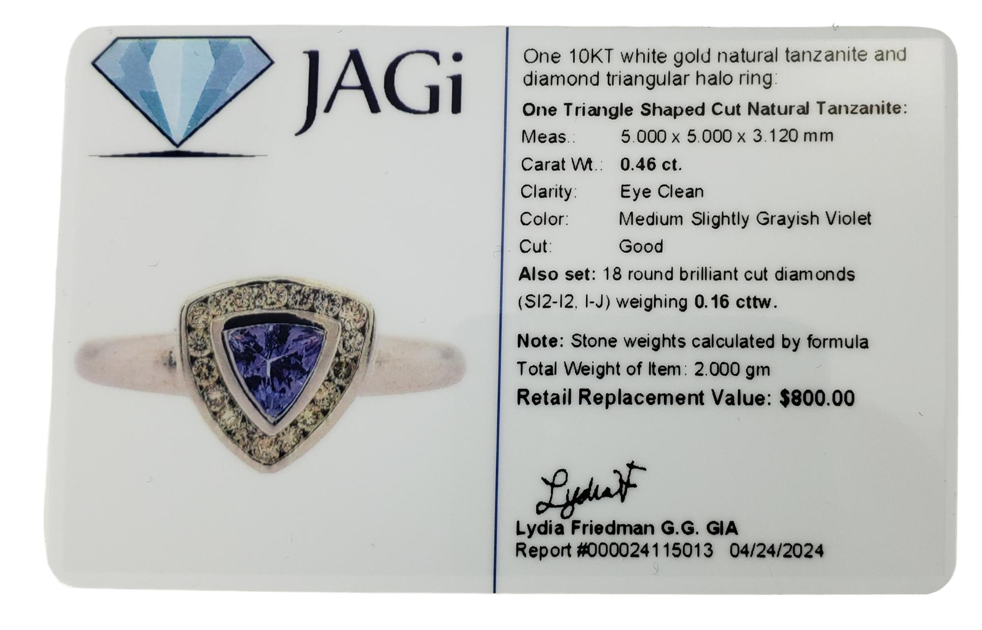 10K Weißgold Tansanit & Diamant-Ring Größe 6,75  #17291 im Angebot 4