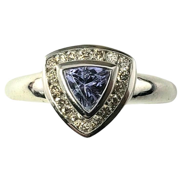 10K White Gold Tanzanite & Diamond Ring Size 6.75  #17291 For Sale