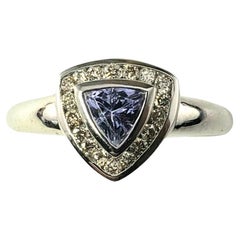 10K White Gold Tanzanite & Diamond Ring Size 6.75  #17291