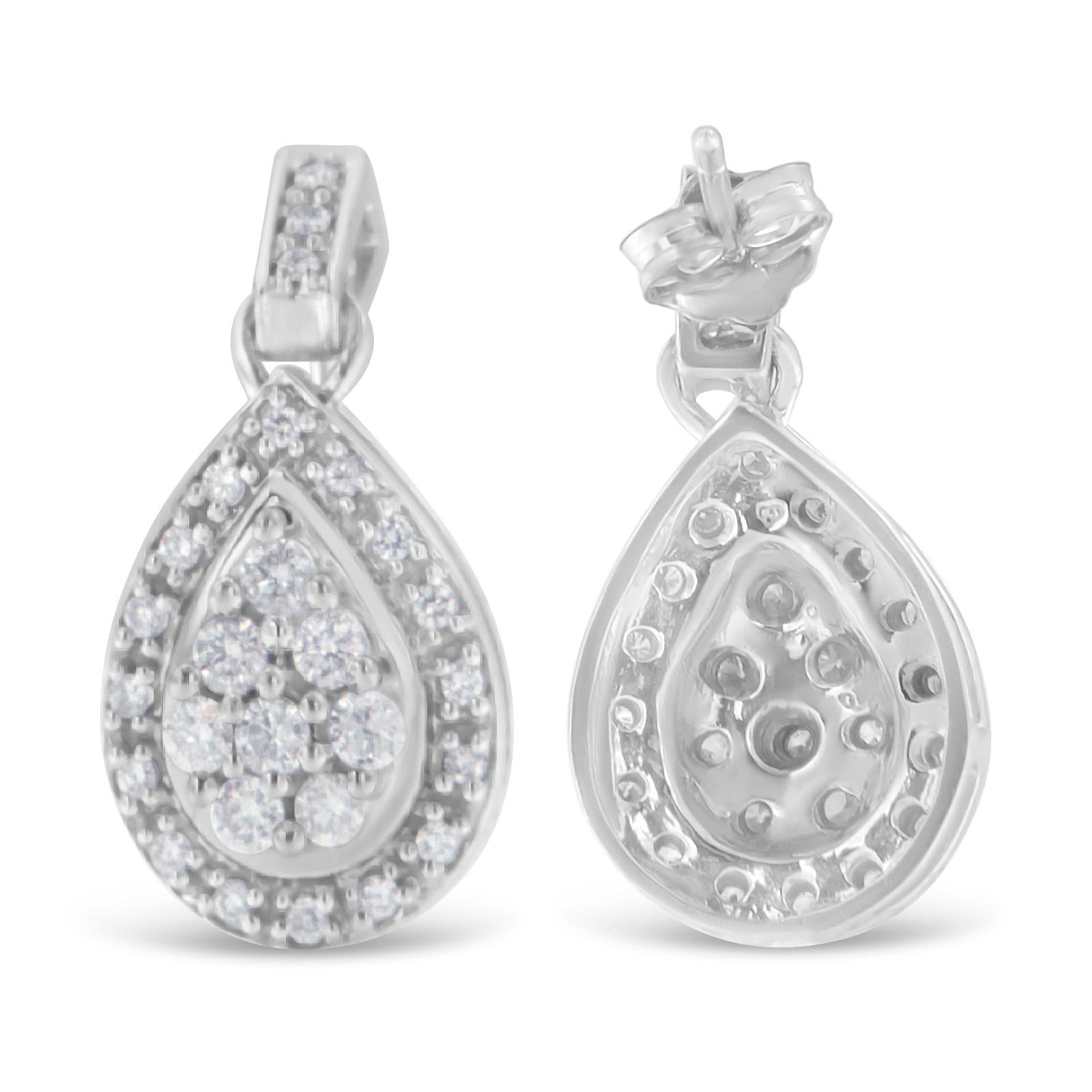 Contemporary 10K White Gold 3/4 Carat Round Cut Diamond Earrings For Sale
