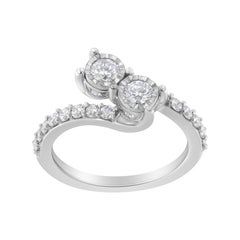 10K White Gold Two-Stone Miracle-Set 1.0 Carat Diamond Bypass Ring