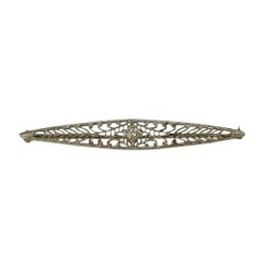 Spilla con diamante vintage in oro bianco 10K 0,03ct