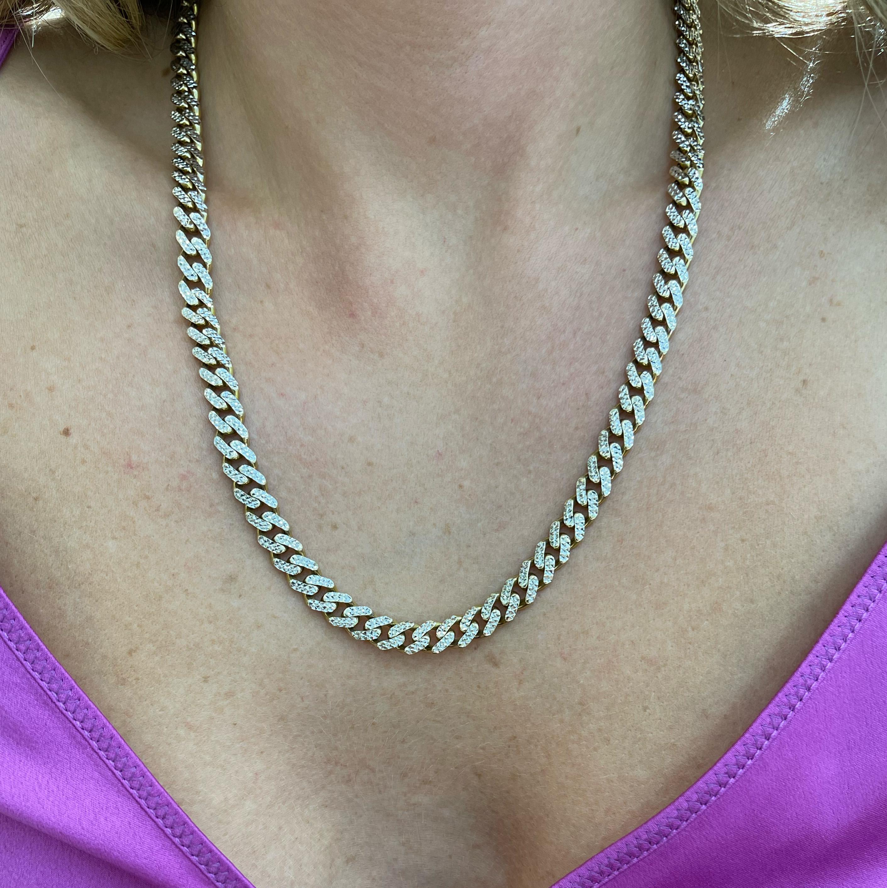 10K White & Yellow Gold Monaco Chain In Excellent Condition In Houston, TX