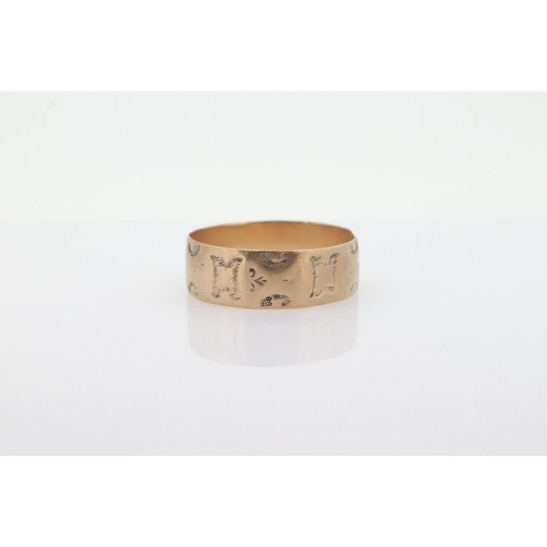 10k Wide Cigar band. Vintage Embossed flower floral design. 6mm sz6.75 In Good Condition For Sale In Port Charlotte, FL