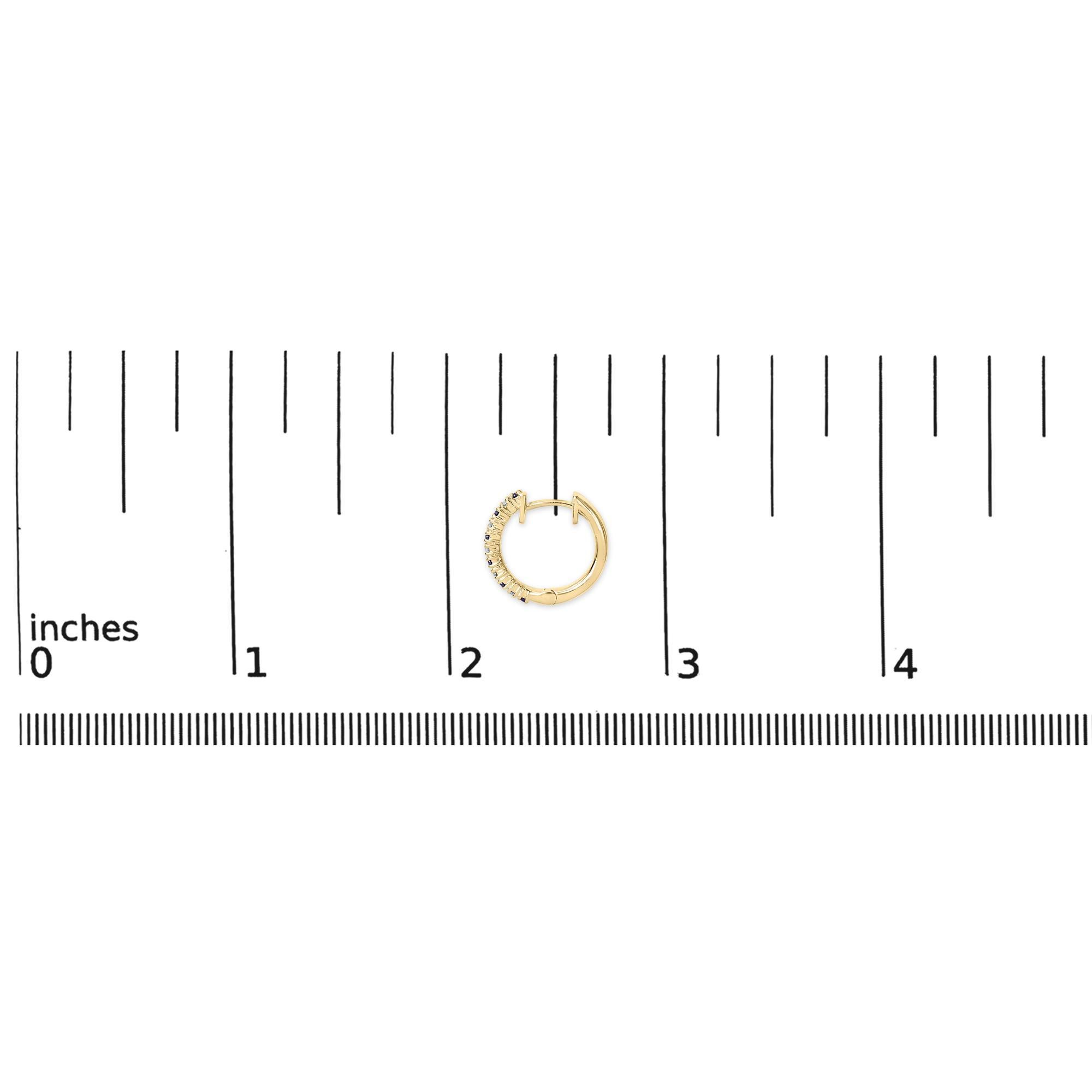 Pendientes Aros Alternados Zafiro Azul Amarillo 10K 1/10 Cttw Diamante en Nuevo estado para la venta en New York, NY