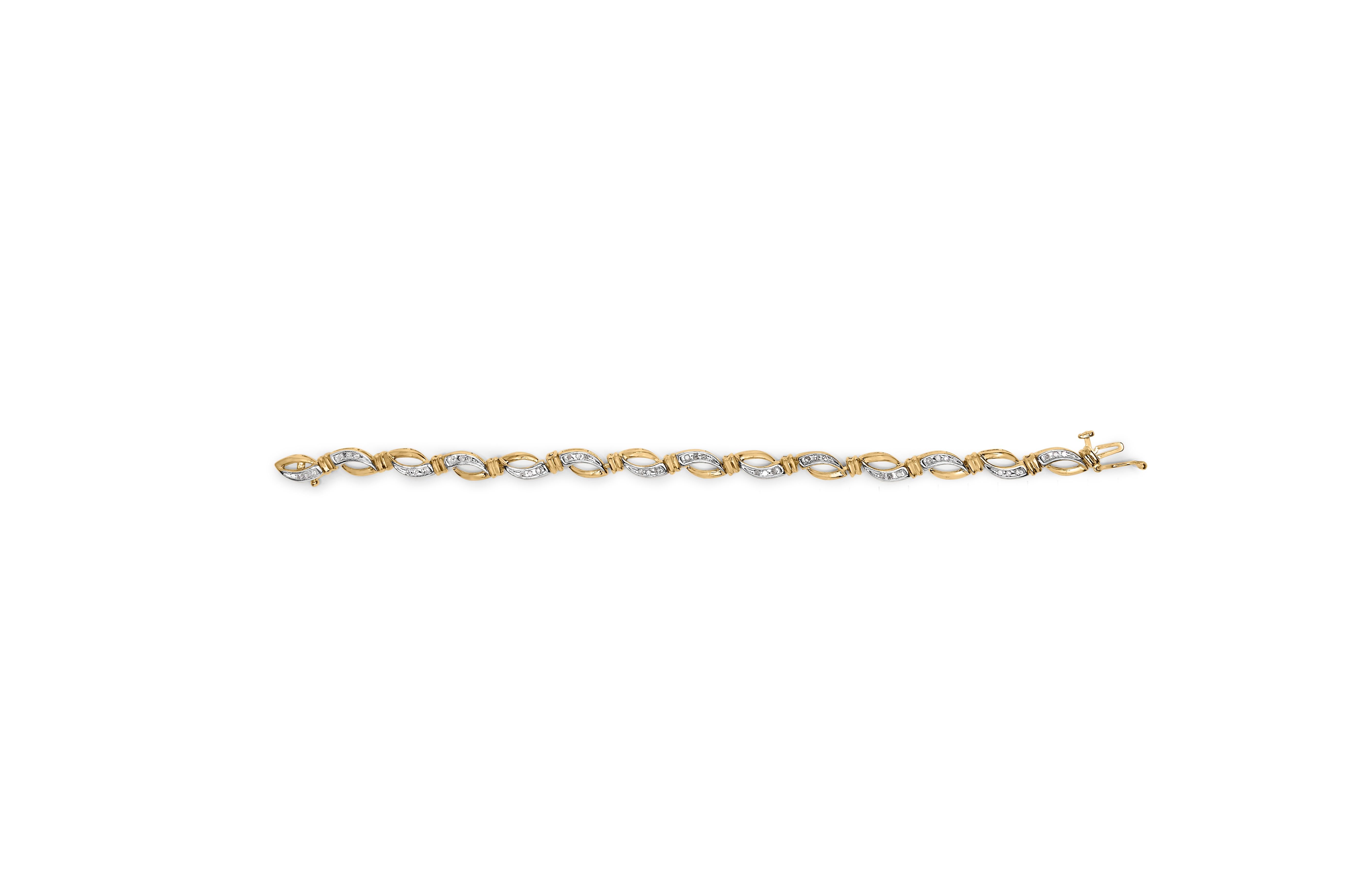Round Cut 10K Yellow and White Gold 1/2 Cttw Diamond Infinity Link 7
