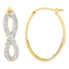 10K Yellow and White Gold 1/4 Carat Diamond Double Infinity Hoop Earrings