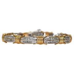 10K Yellow and White Gold 1.0ct Diamond 6.5'' Link Bracelet