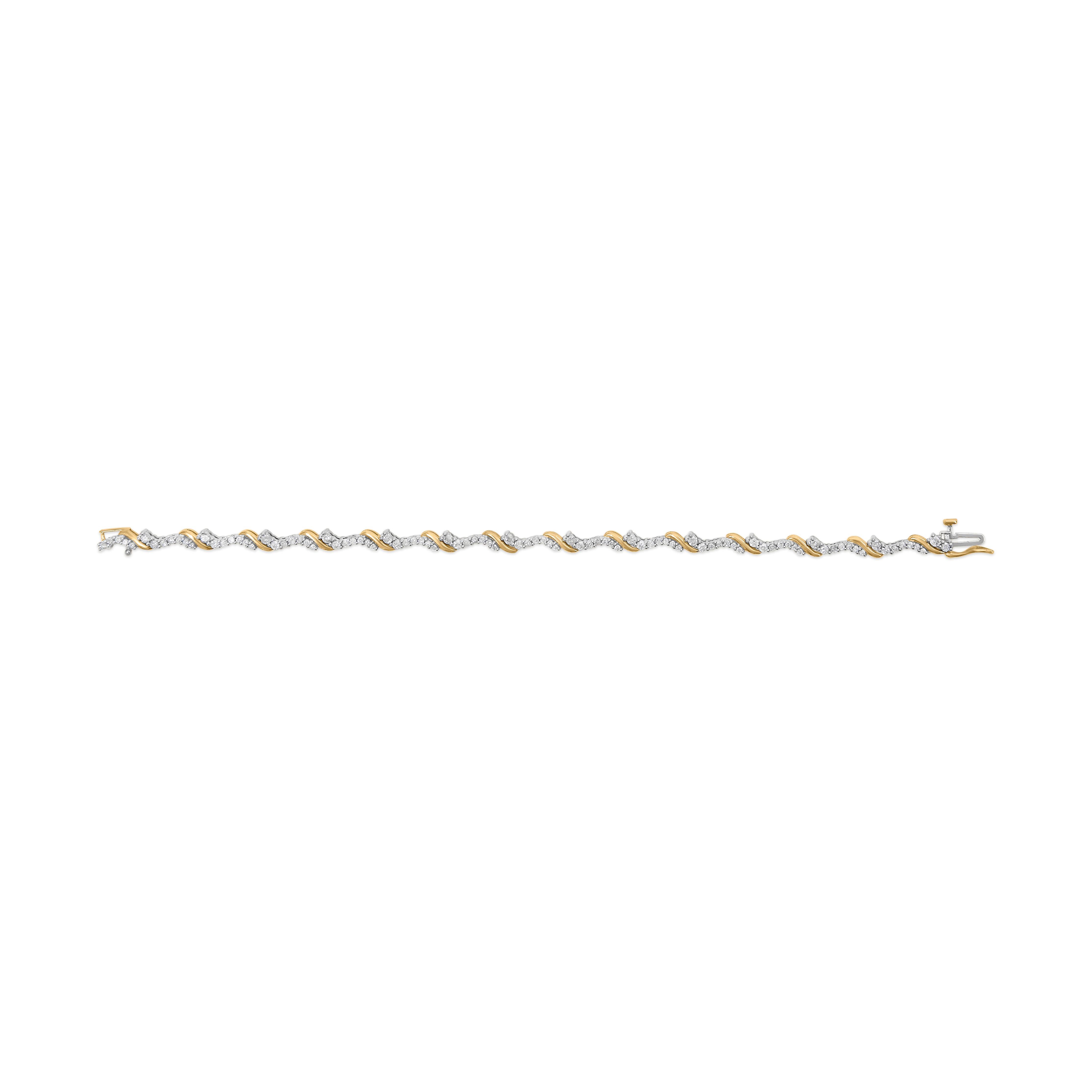Taille ronde Bracelet en or jaune et blanc 10K avec 2.00 Cttw Diamond 