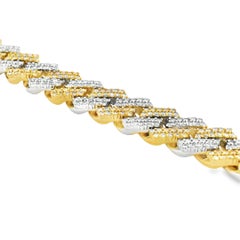 Oro giallo e bianco 10K 9,55ctw naturale rotondo Brilliante con diamanti incastonati A Link cubano
