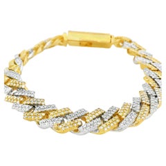 Oro giallo e bianco 10K 9,55ctw naturale rotondo Brilliante con diamanti incastonati A Link cubano