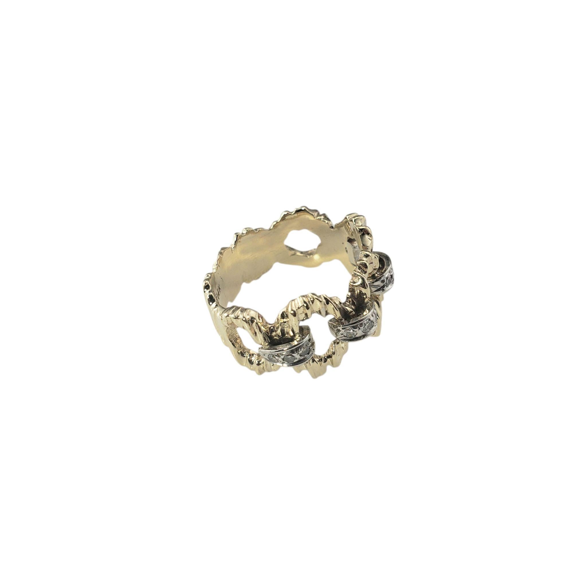 Contemporain Bague en or jaune et blanc 10K avec diamant Taille 7.5-7.75 #22219 en vente