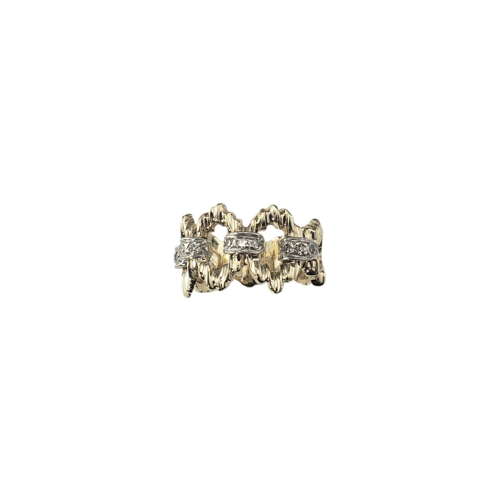 Bague en or jaune et blanc 10K avec diamant Taille 7.5-7.75 #22219 en vente