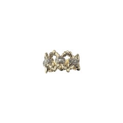 Bague en or jaune et blanc 10K avec diamant Taille 7.5-7.75 #22219