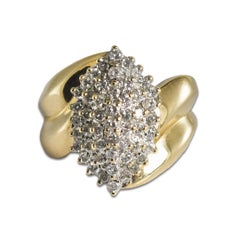 Anello a grappolo con diamanti in oro giallo e bianco 10K 1,00ct