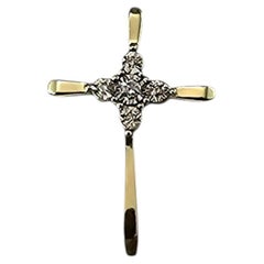10K Yellow and White Gold Diamond Cross Pendant #24950