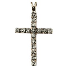 10K Yellow and White Gold Diamond Cross Pendant #25578