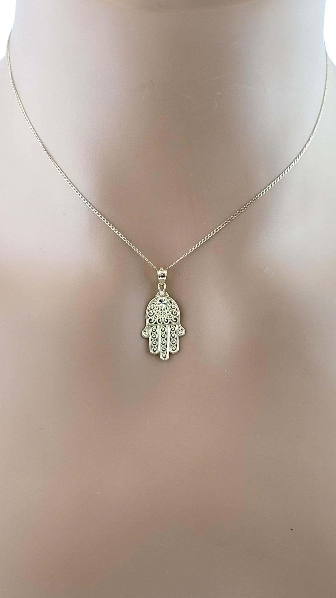 10K Yellow and White Gold Hamsa Hand Pendant #16211 For Sale 2