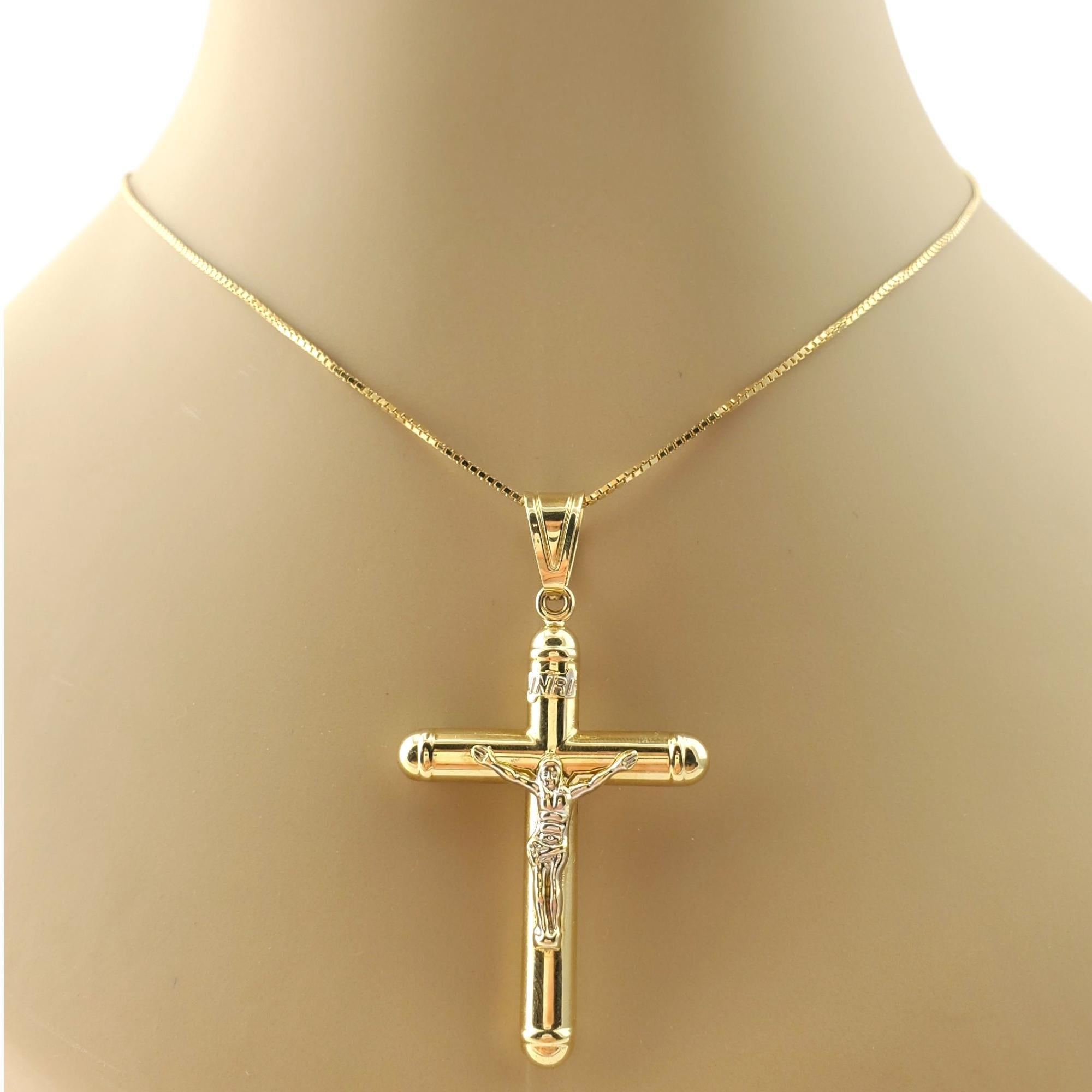 10K Yellow and White Gold Two-Tone Large Crucifix Pendant #17439 For Sale 4