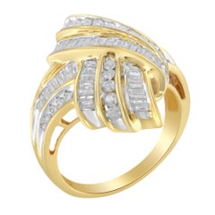 10K Yellow Gold 1 1/5 Cttw Diamond Bypass Cocktail Ring