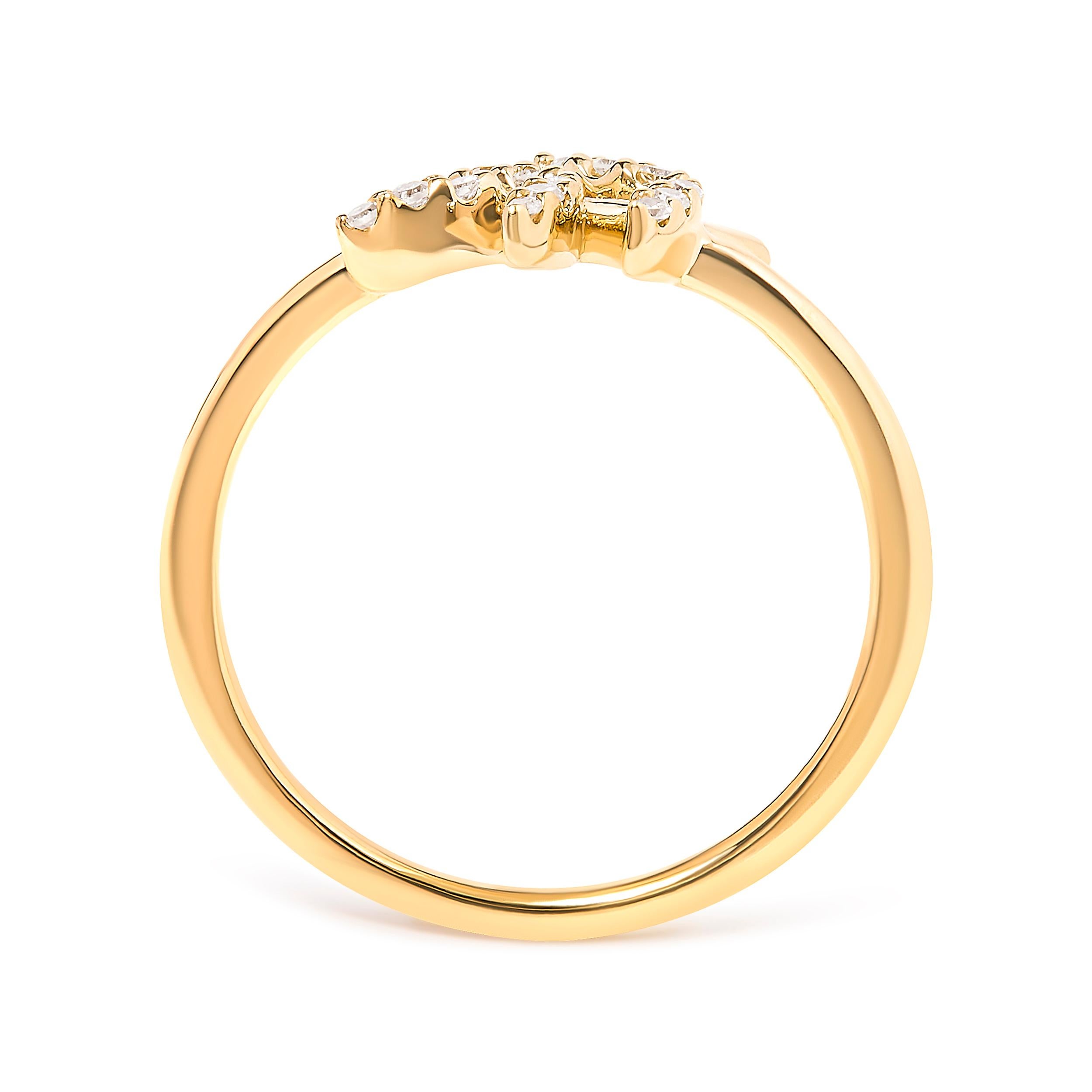 Im Angebot: 10K Gelbgold 1/10 Karat Diamant Blatt- und Branch-Ring () 5