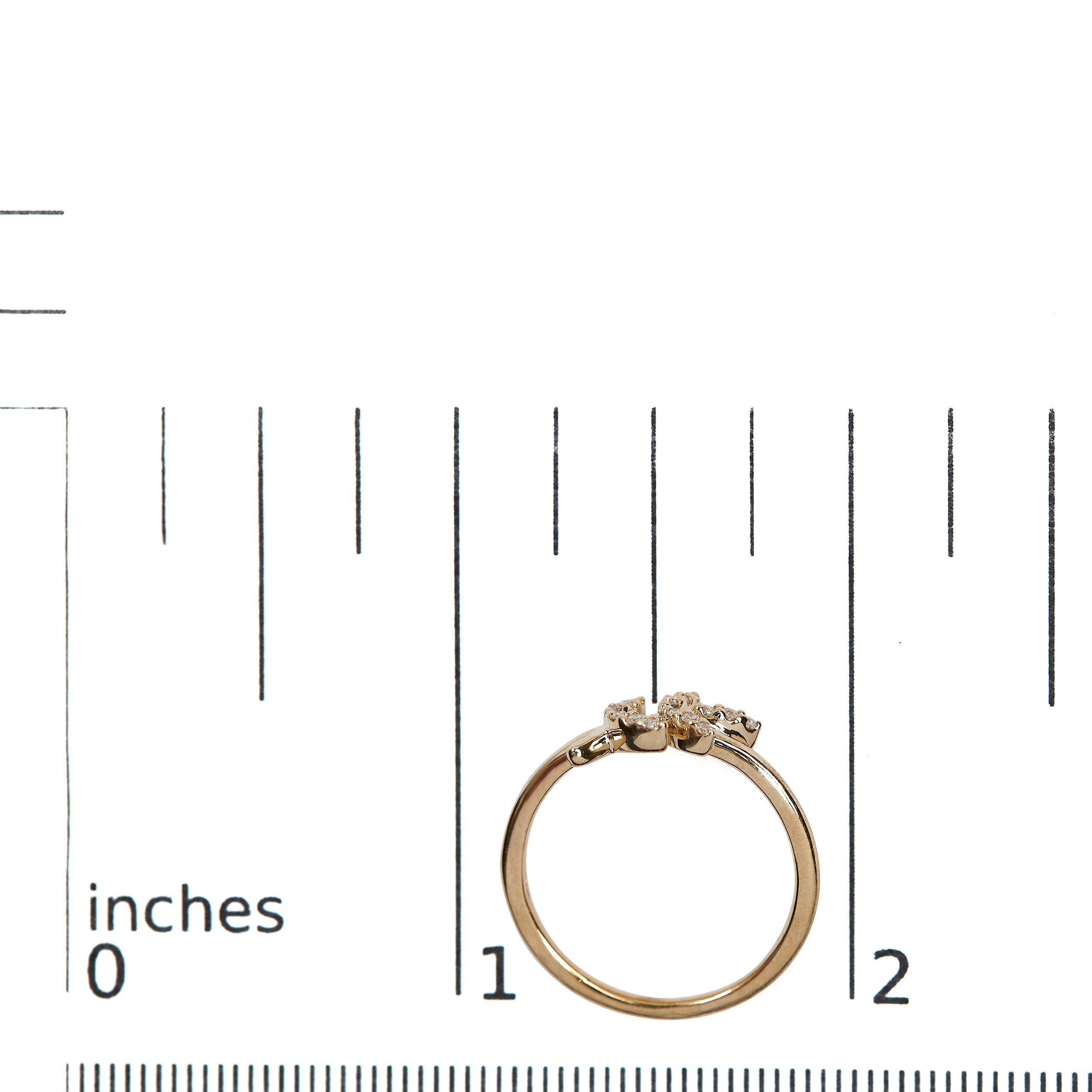 Im Angebot: 10K Gelbgold 1/10 Karat Diamant Blatt- und Branch-Ring () 7