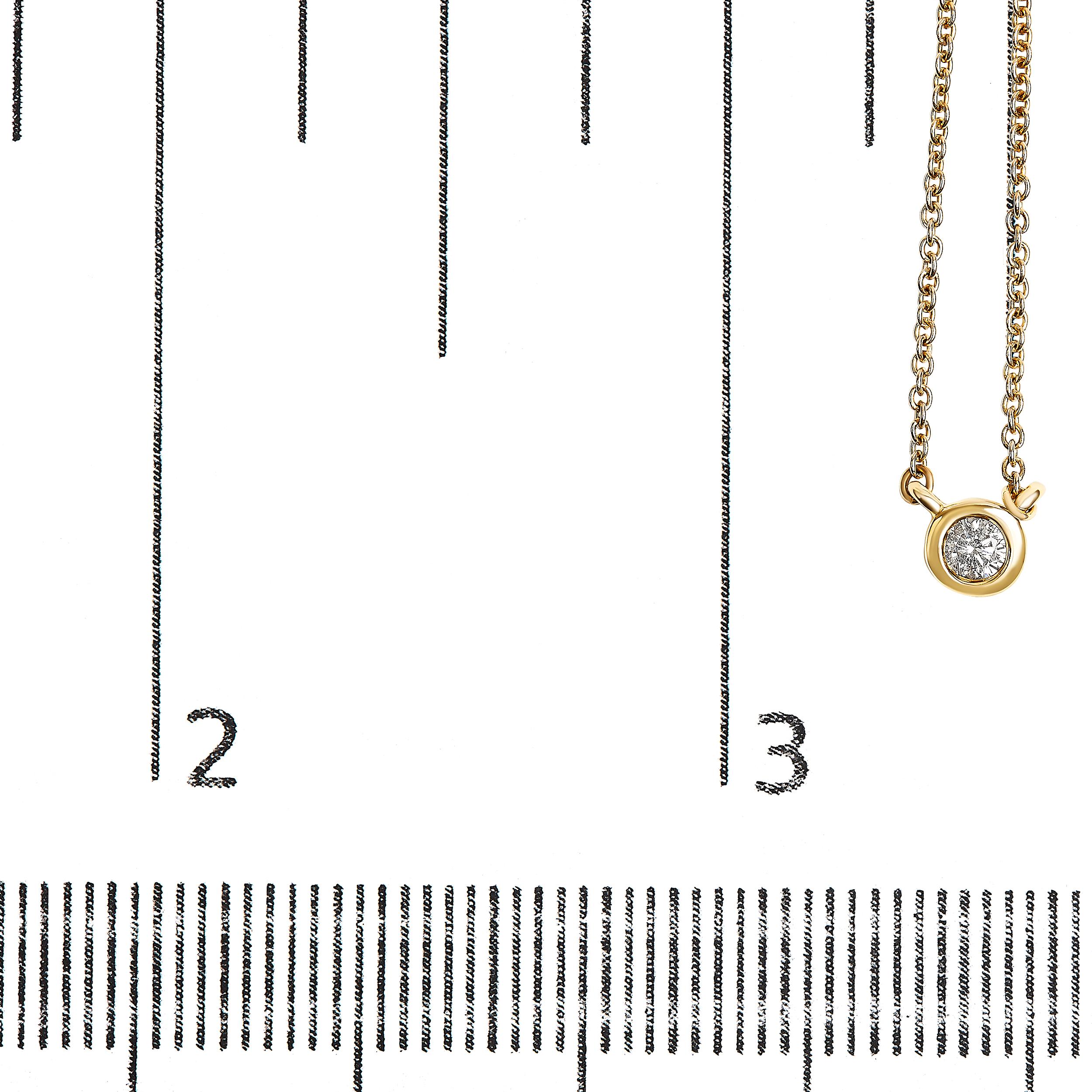 Collier pendentif solitaire moderne serti clos en or jaune 10 carats et diamants de 1/10 carat en vente 1