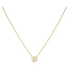 10K Yellow Gold 1/10 Carat Diamond Modern Bezel-Set Solitaire Pendant Necklace