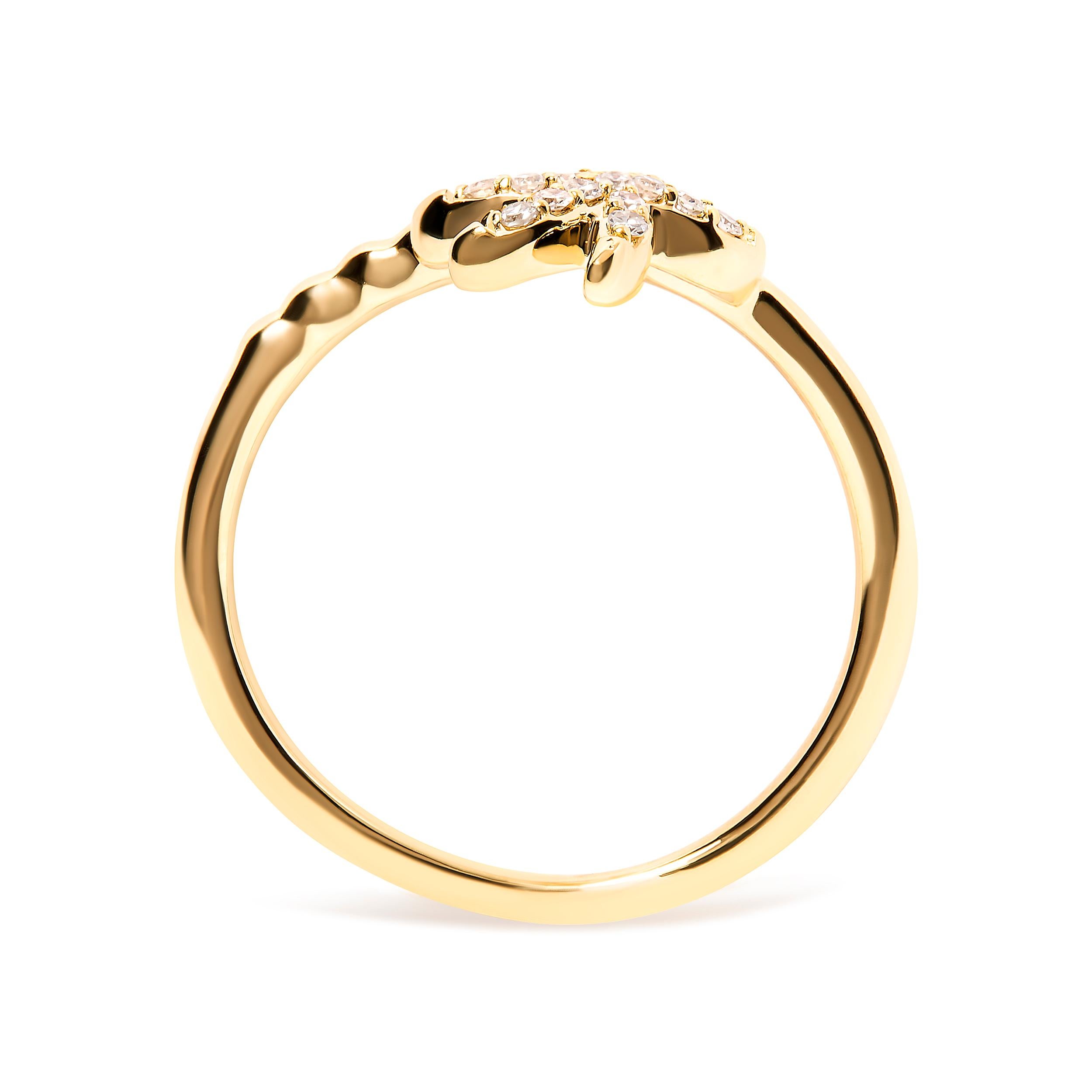 Im Angebot: 10K Gelbgold 1/10 Karat Diamant Palmen-Statement-Ring () 5