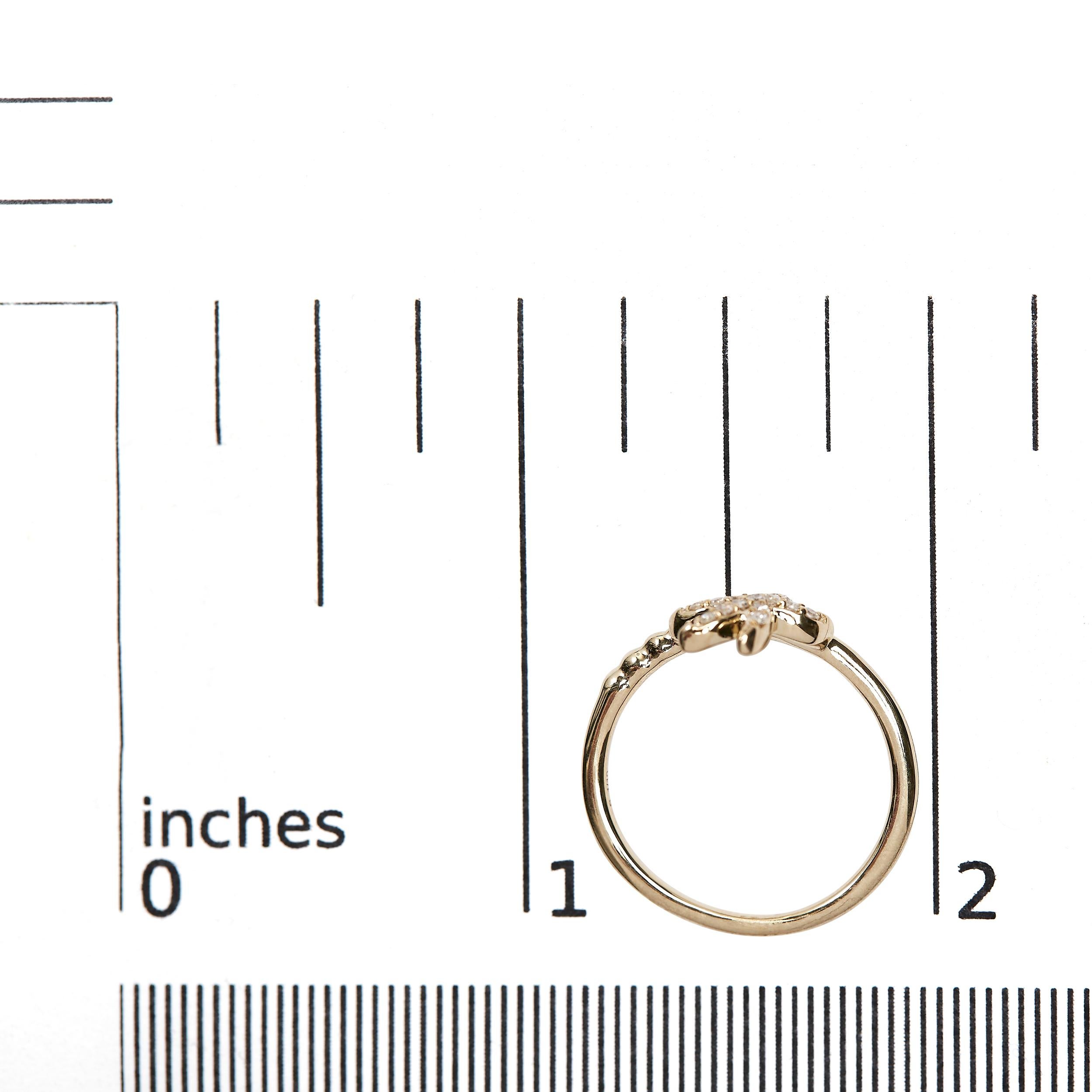 Im Angebot: 10K Gelbgold 1/10 Karat Diamant Palmen-Statement-Ring () 7