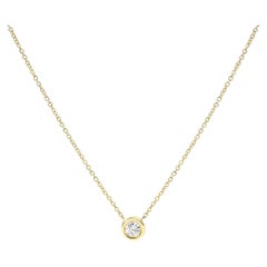 10K Yellow Gold 1/10 Carat Round Cut Diamond Solitaire Pendant Necklace