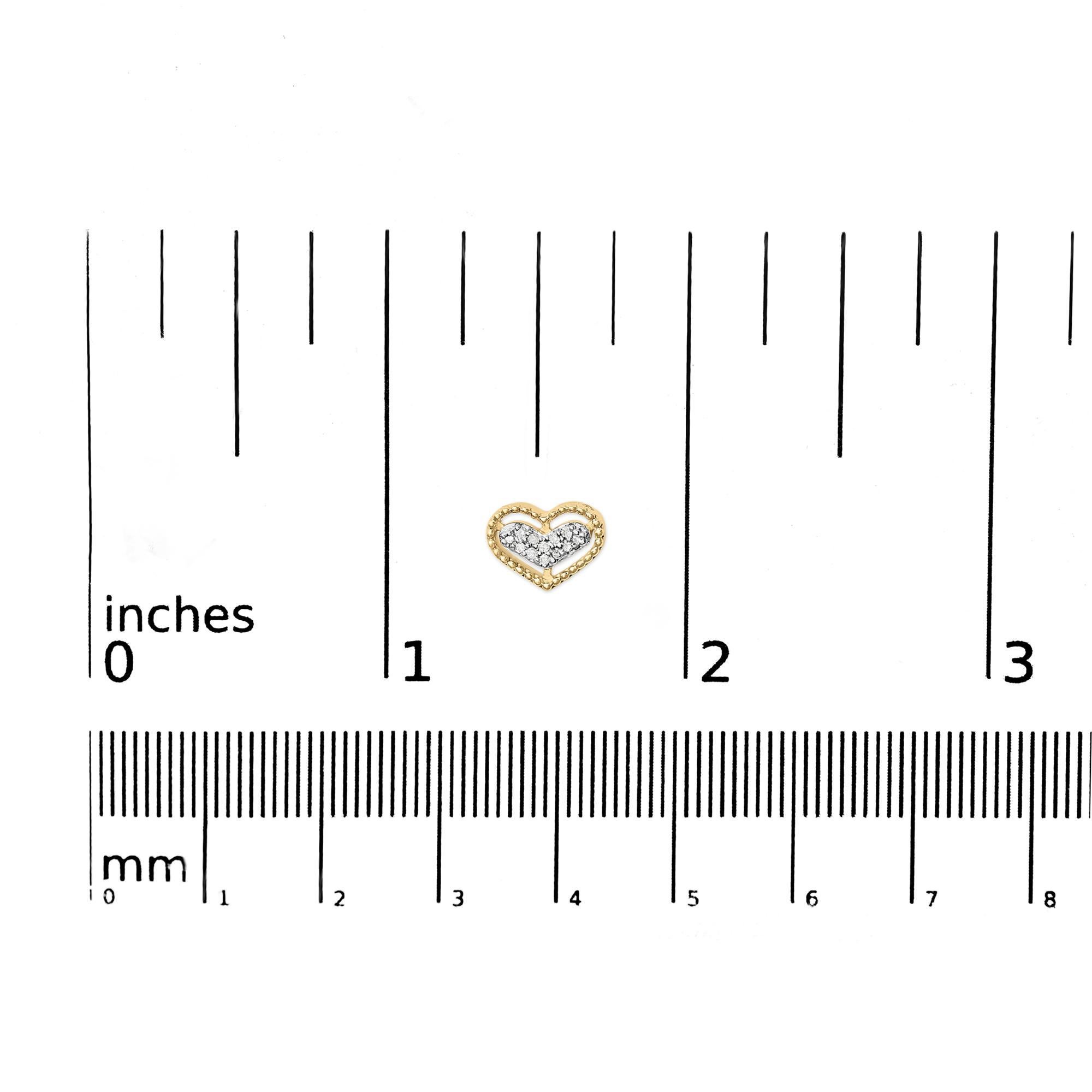 Orecchini a perno con cuore e perline in oro giallo 10K da 1/10 ctw di diamante In condizioni Nuovo in vendita a New York, NY