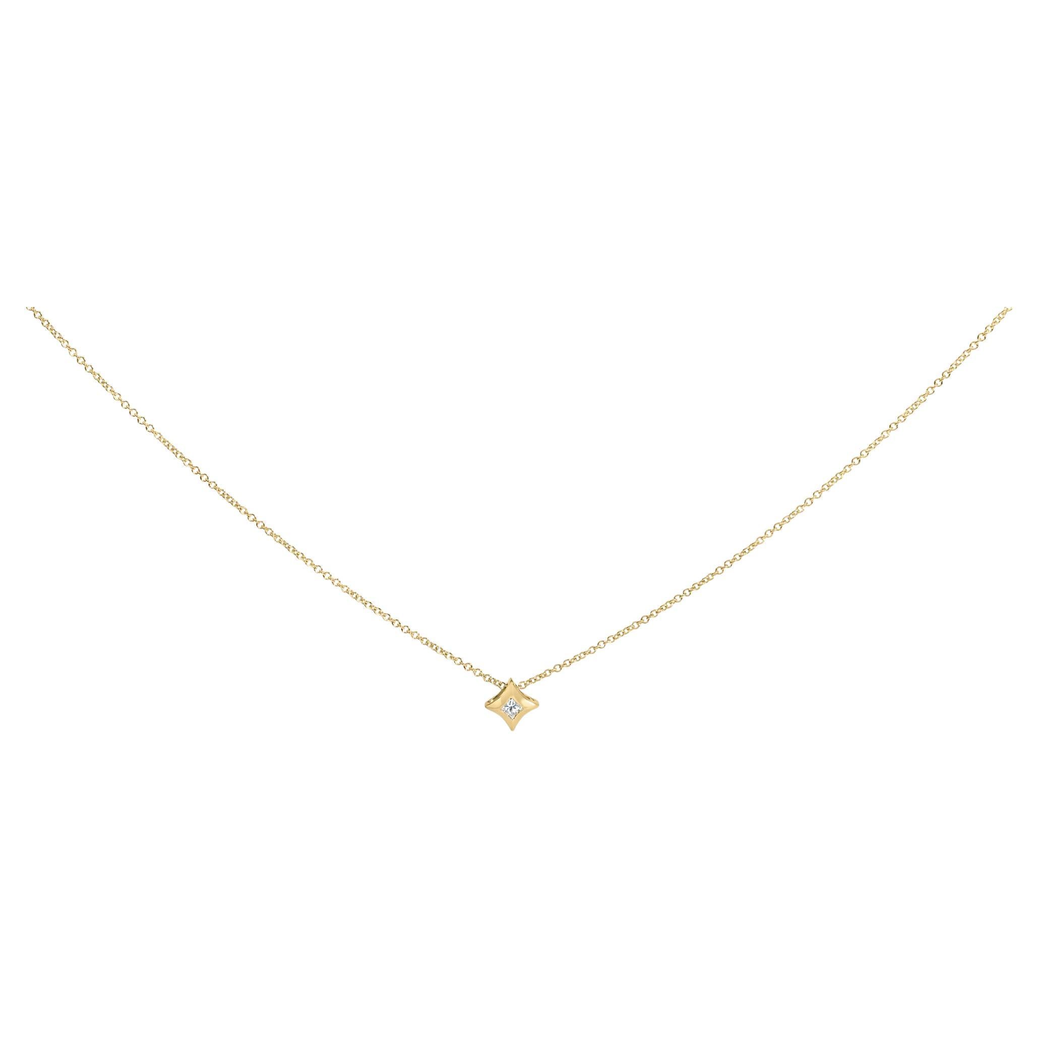 Collar Colgante de Oro Amarillo de 10 K con Diamantes en Forma de Cometa de 1/10 Cttw - 18" Pulgadas en venta