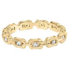 10K Gelbgold 1/10 Cttw Büroklammer Stil Link Band Ring