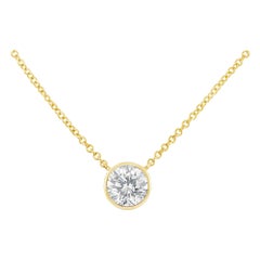 10K Yellow Gold 1/2 Carat Bezel-Set Diamond Solitaire Pendant Necklace