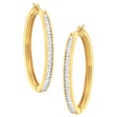 10K Yellow Gold 1/2 Carat Channel Set Hoop Earrings