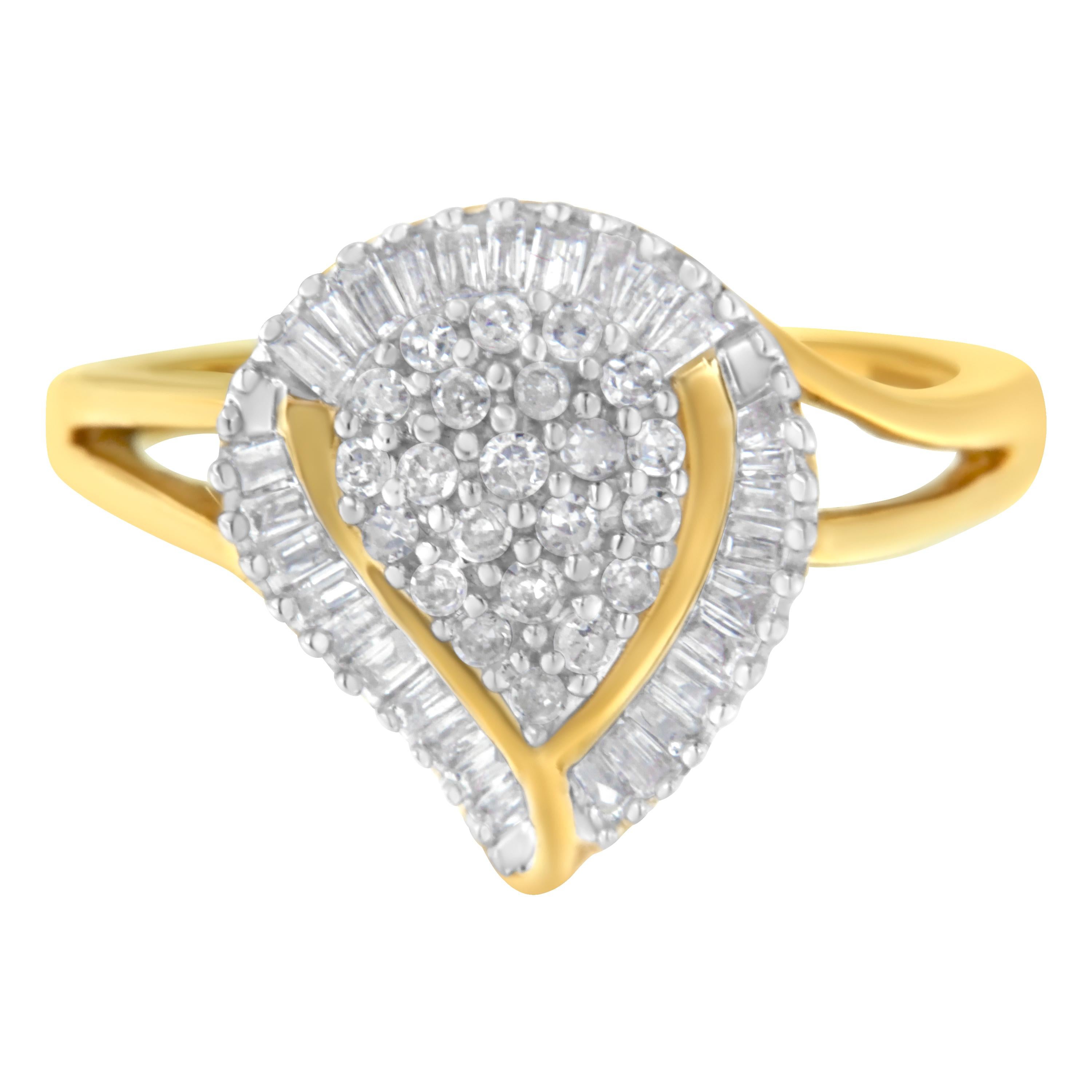 For Sale:  10K Yellow Gold 1/2 Carat Diamond Cluster Ring