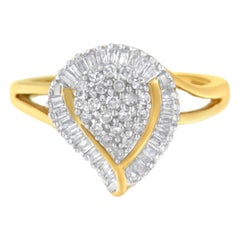 Bague grappe de diamants de 1/2 carat en or jaune 10 carats