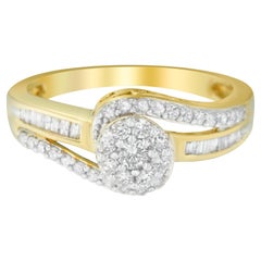 10K Yellow Gold 1/2 Carat Diamond Cluster Ring