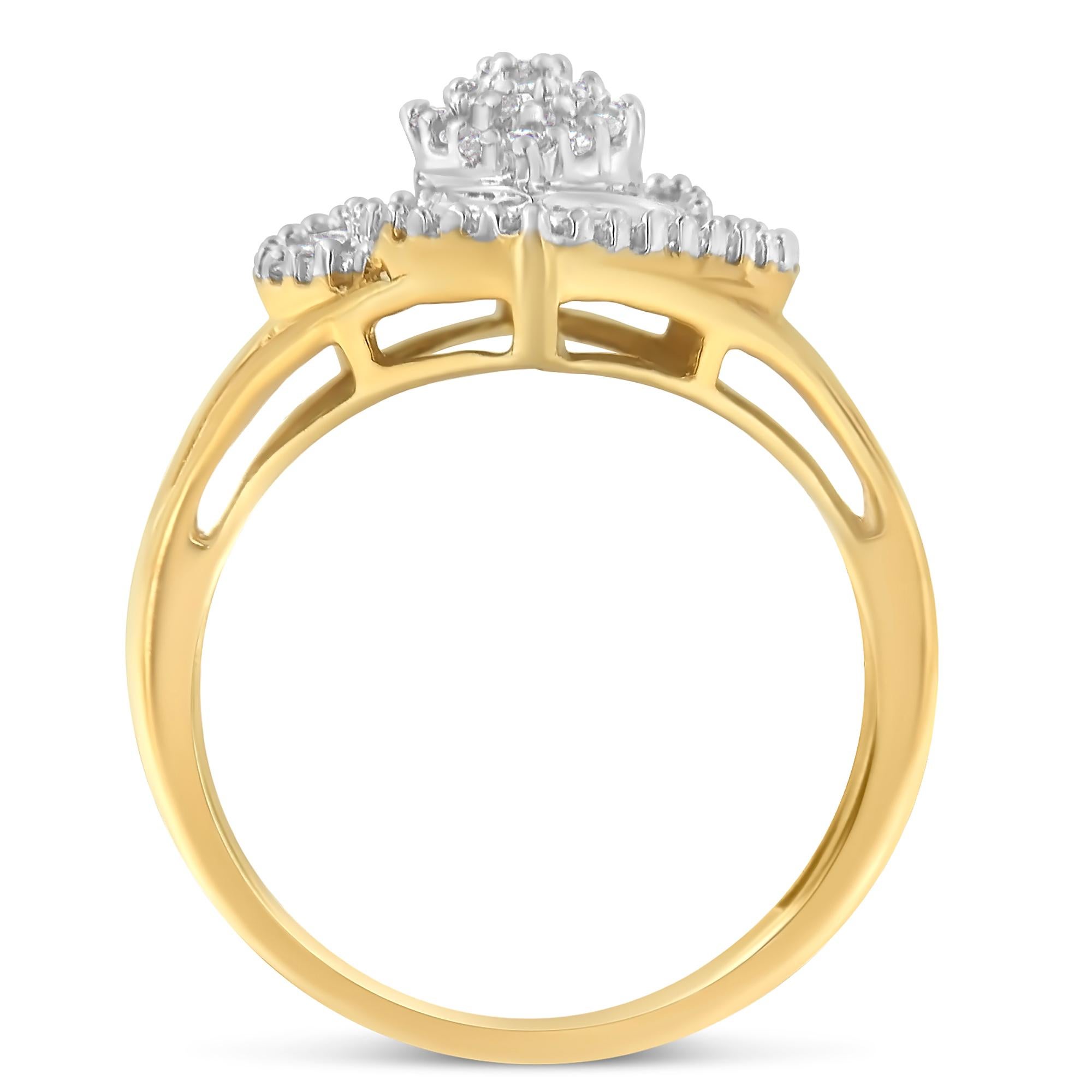 For Sale:  10K Yellow Gold 1/2 Carat Diamond Cocktail Ring 2