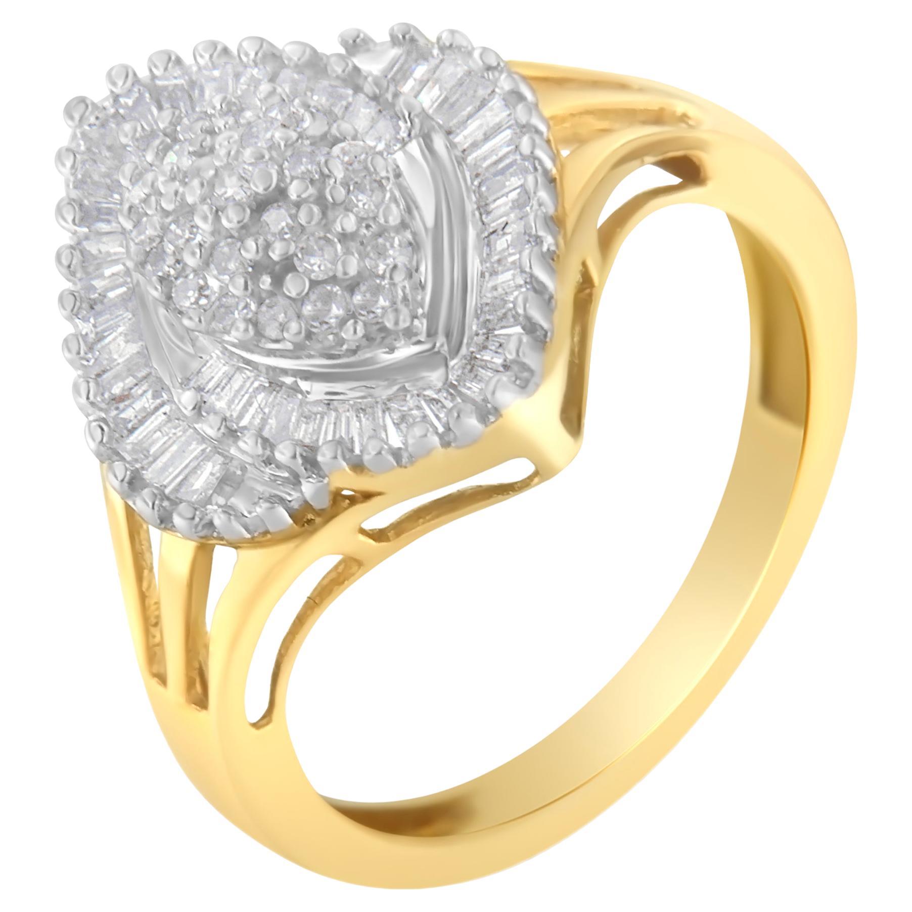 For Sale:  10K Yellow Gold 1/2 Carat Diamond Cocktail Ring