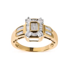 10K Yellow Gold 1/2 Carat Diamond Composite and Halo Ring