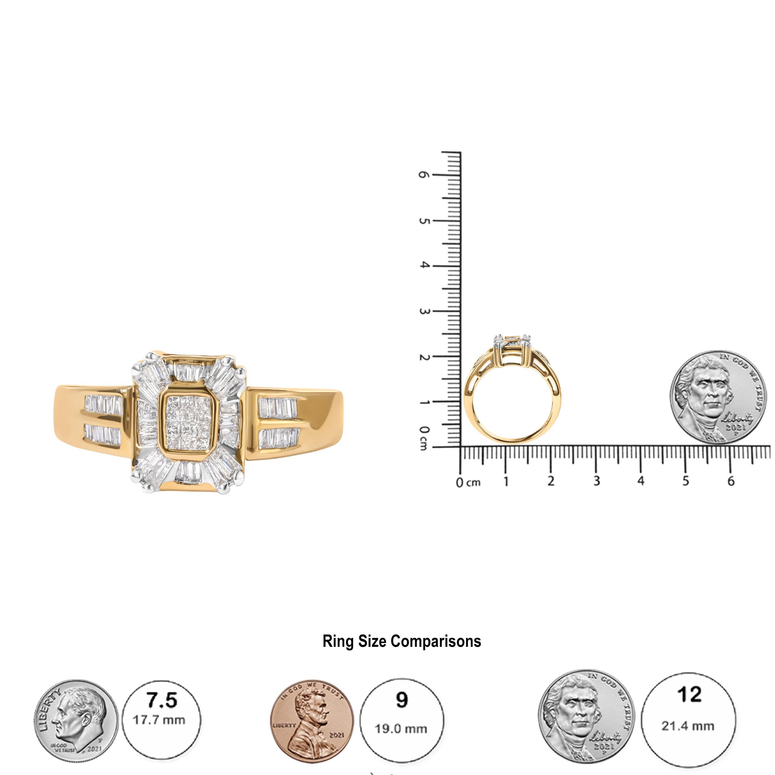 Women's 10K Yellow Gold 1/2 Carat Diamond Composite and Halo Ring For Sale