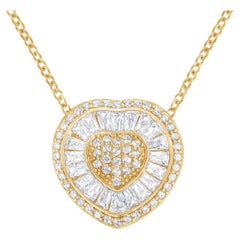 10K Yellow Gold 1/2 Carat Diamond Heart Pendant Necklace