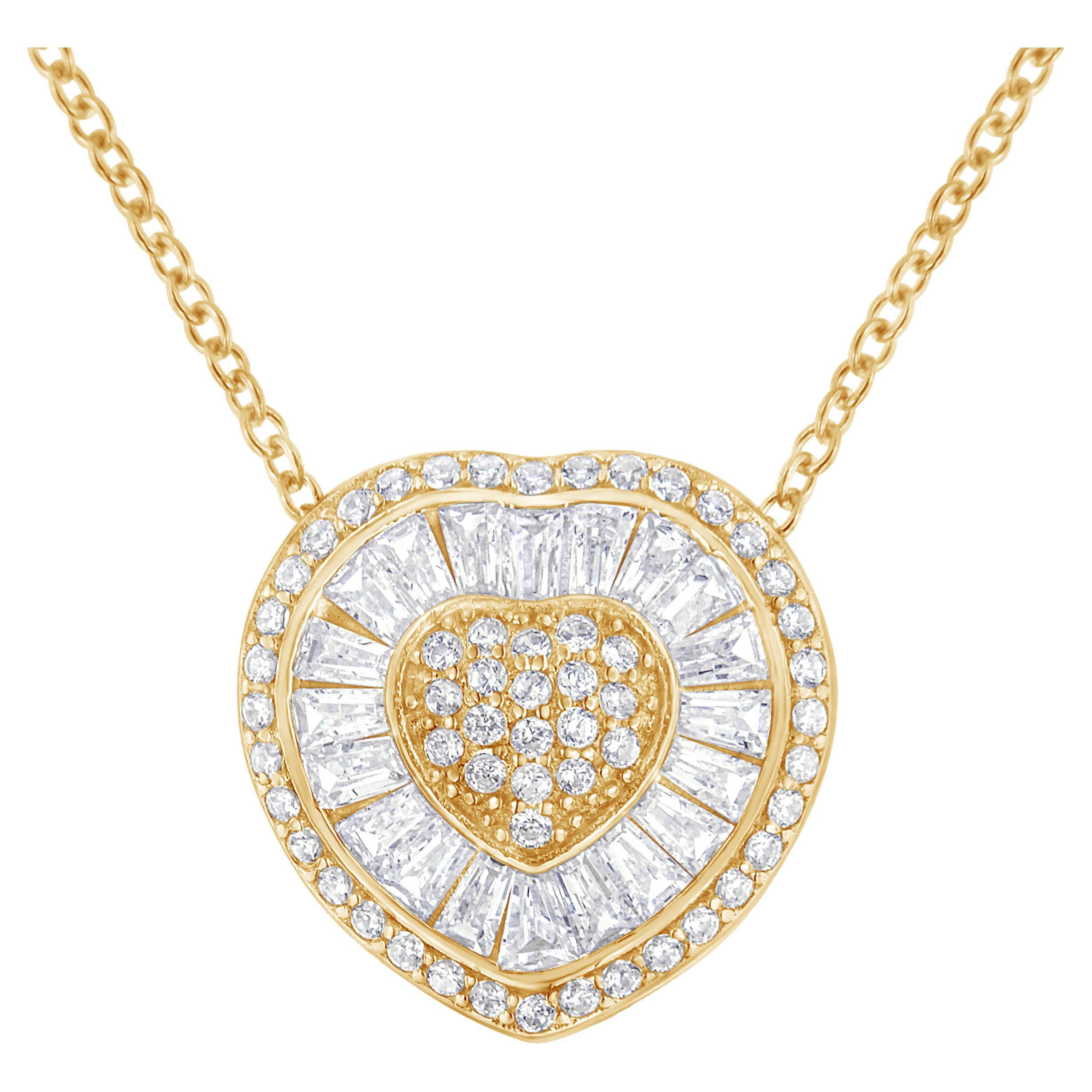 10K Yellow Gold 1/2 Carat Diamond Heart Pendant Necklace