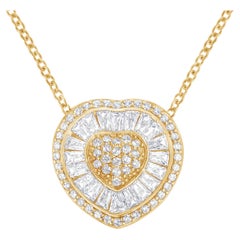 10K Yellow Gold 1/2 Carat Diamond Heart Pendant Necklace